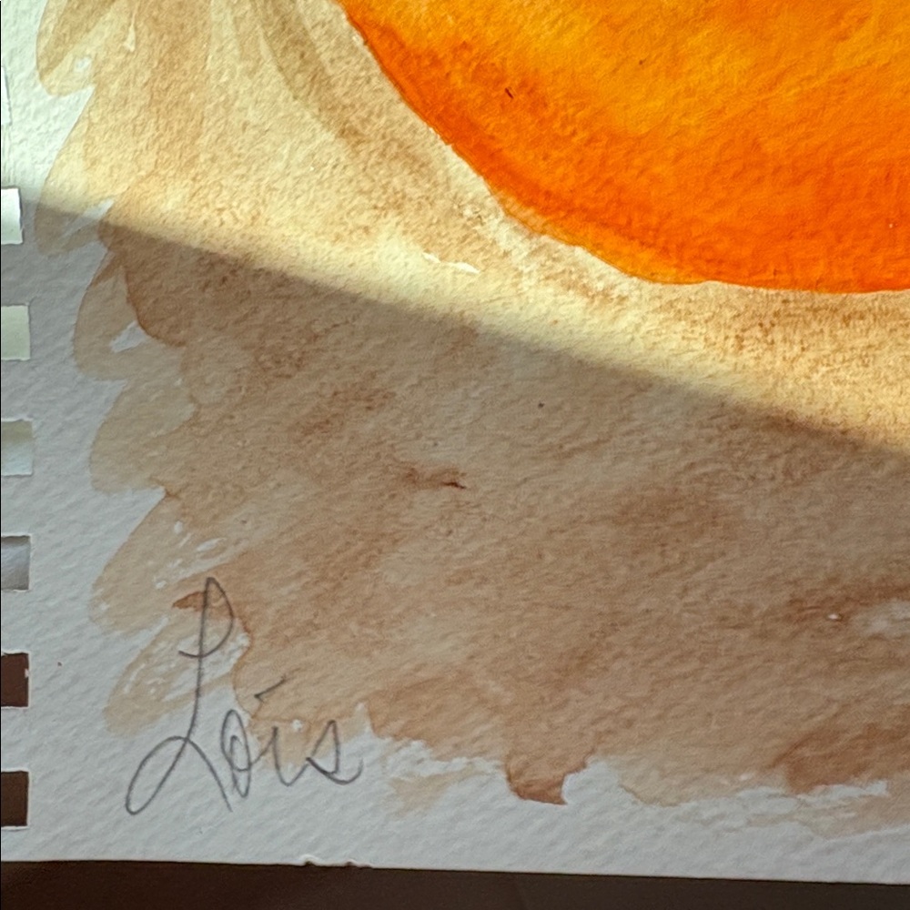 Hand-Painted Orange Watercolor Fruit Painting - Vibrant Orange Still Life - Picture 5 of 7